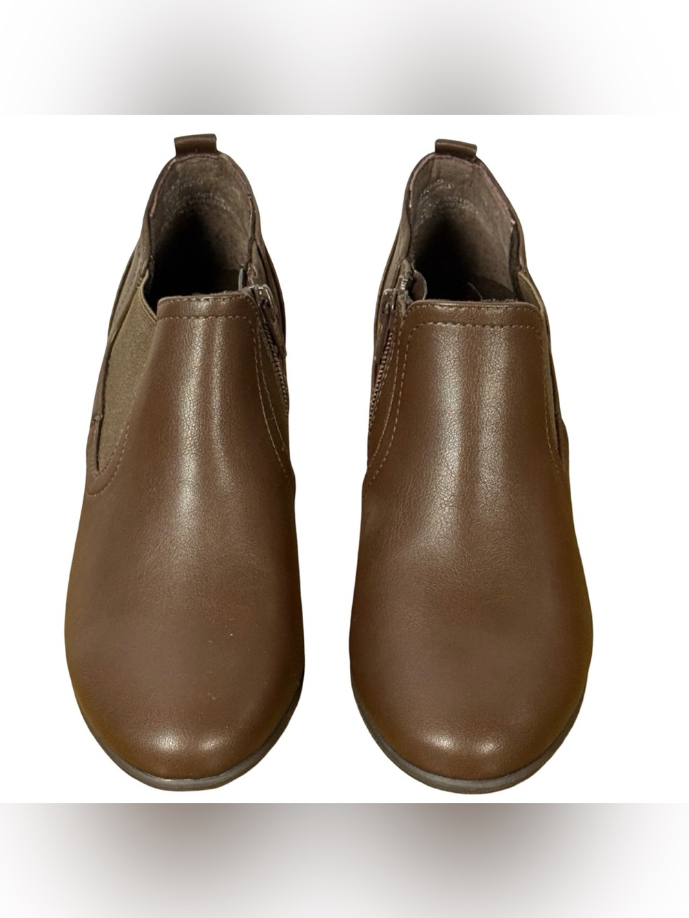 Solanz Nelli Brown Vegan Leather Ankle Booties Women's Size 6.5M